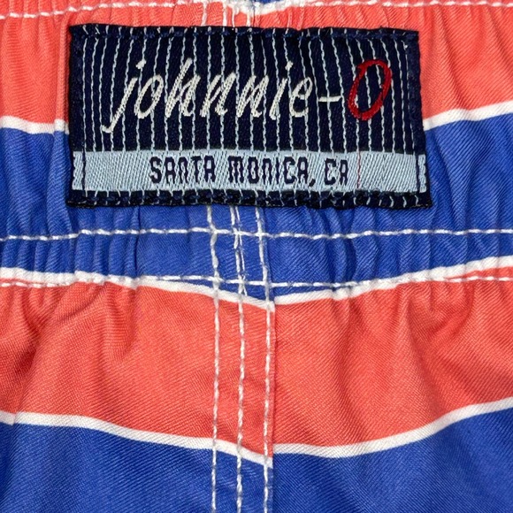 Johnnie O Swim Trunks Men's 2XL Blue Pink Striped Mesh Lined Surf Beach Travel - Picture 7 of 13